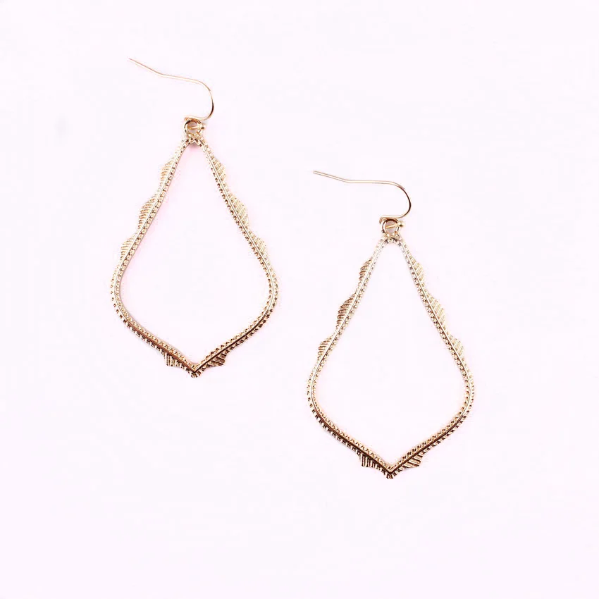 

2019 New Design Brand KS Matte Frame Drop Earrings Alloy Cutout Fashion Hollow Teardrop Statement Earrings For Women Jewelry