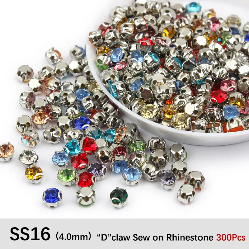 Новая распродажа Стразы смешанных цветов SS16 K серебряные стразы 300 шт для украшения одежды