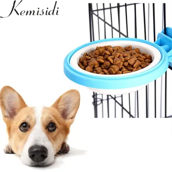 Bol suspendu de Cage pour animaux de compagnie de kemiidi pour le chat de chiot de chien distributeur de nourriture potable automatique d'eau double usage chiens bols simples de chat