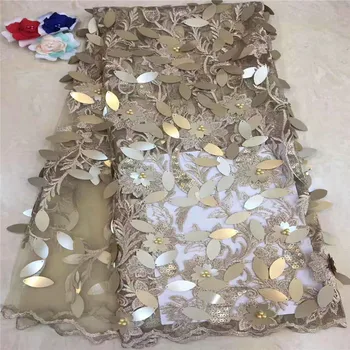 

African Lace Fabric With Sequins Nigerian Laces Fabrics Hot Selling French Tulle Lace Fabric For Women dress xc76-12