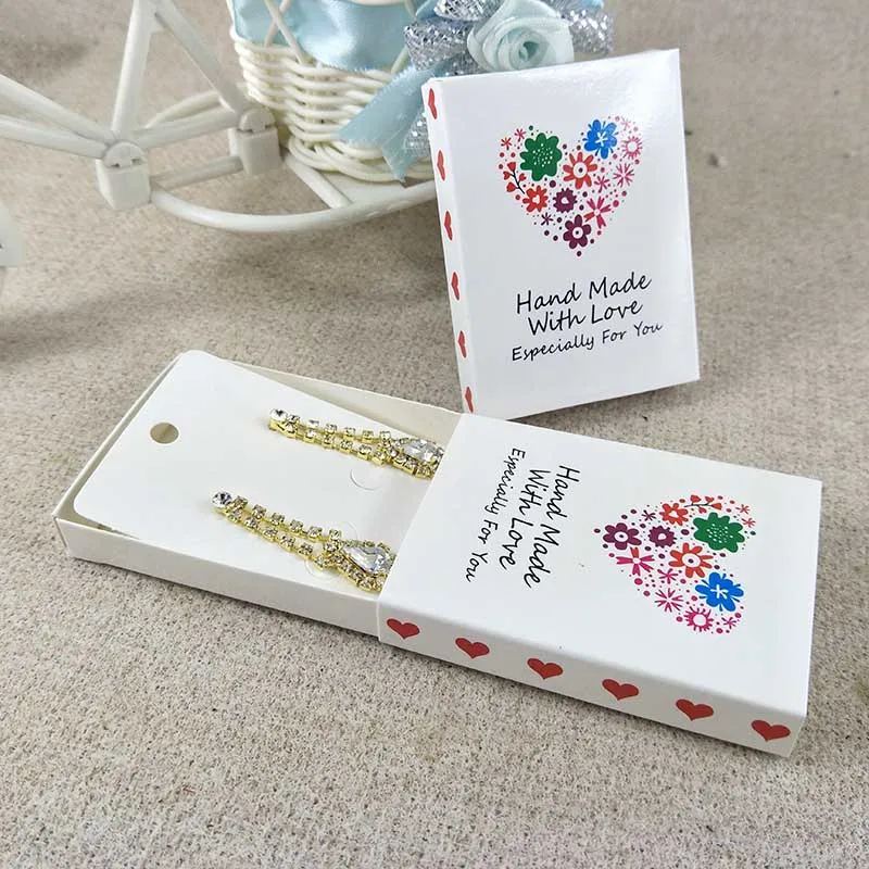 

2017 New DIY Hot HandMade With Love Pendent /Earring Box Match Packing Gift Box 1lot =24+24inner Card Gift Box
