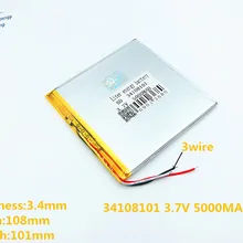 3 линии литра энергии батарея 34108101 3,7 в 5000 мАч 35100110 универсальный литий-ионный аккумулятор для планшетных ПК 7 дюймов 8 дюймов 9 дюймов