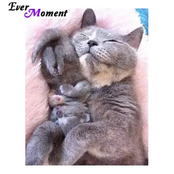 

Ever Moment Diamond Painting Handmade Full Square Drill Sleeping Cat Picture Of Rhinestone Diamond Embroidery Cross Stitch 3F483