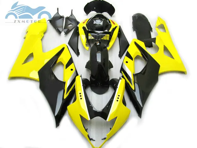 Kit de carenagem para motocicleta, alta qualidade, para suzuki 2005, 2006, gsxr1000, esporte, corrida, 05, gsxr 1000, k5, peças pretas, amarelas 1