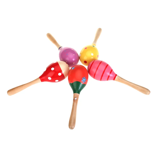 Colorful Wooden Maraca Egg Rattles Baby Toddler Shaker Toy Kid Musical Instrument Party Favor Kids Great Birthday Gift