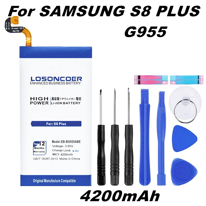 LOSONCOER 4200 мА/ч, EB-BG955ABA EB-BG955ABE Батарея для Samsung Galaxy S8+ G9550 S8 плюс S8Plus SM-G9 SM-G955 G955 подарок инструменты