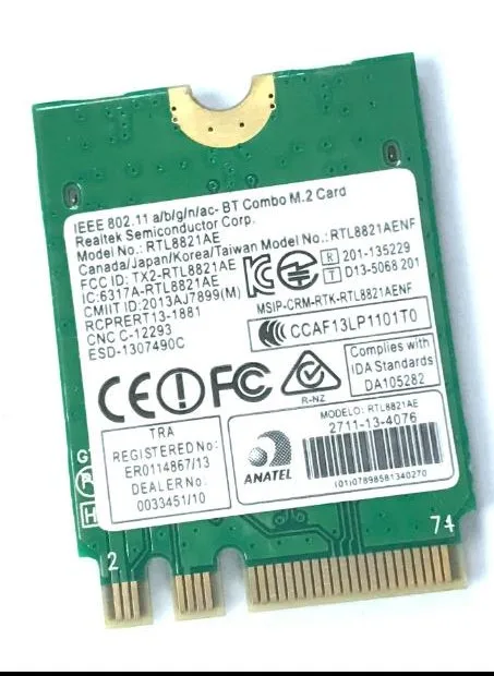 

Wifi Card AzureWave Realtek 802.11ac RTL8821AE WiFi Wireless Bluetooth4.0 Card RTL8821AENF RTK-RTL8821AENF network WLAN Card