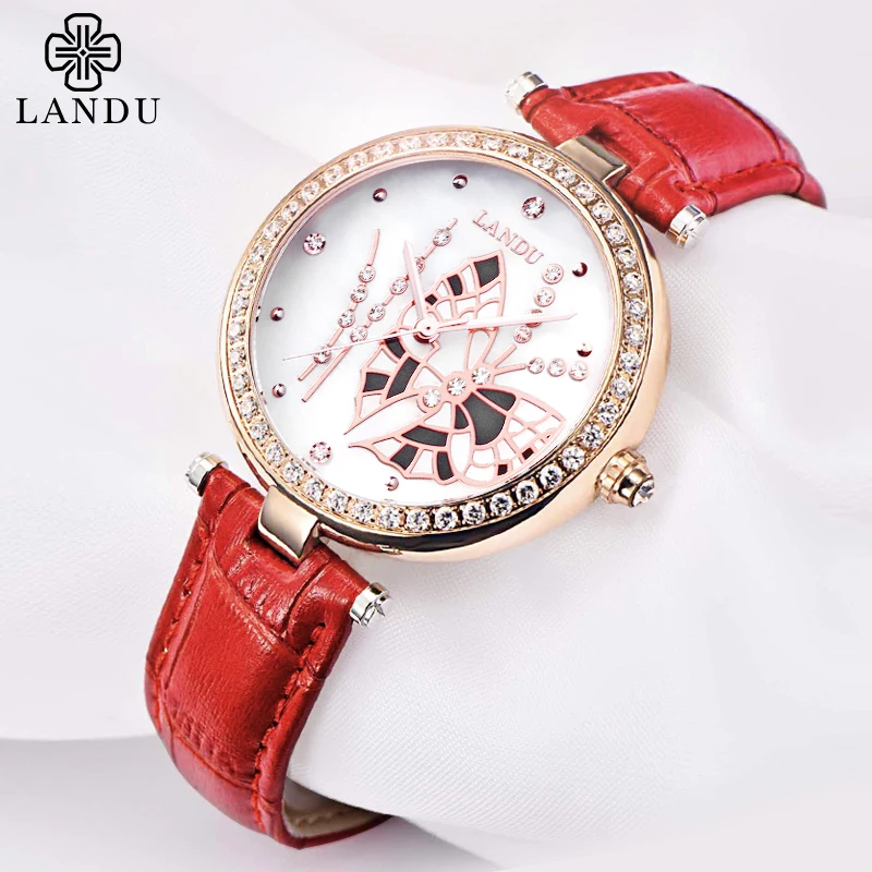 

LANDU Charms Women's Waterproof Quartz Wristwatches Female Ladies Crystal Watches Top Brand Luxury Party Wacthes