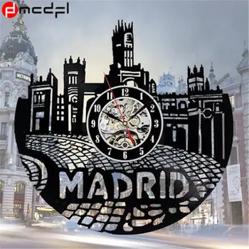 

Home Decoration Spain Madrid Design LP Vinyl Record Wall Clock 12 Inch Spanish Wall Watch Creative Reloj De Pared Gifts