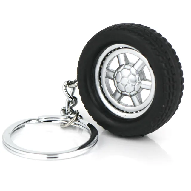 Spinning Wheel Rim Keychain Creative Automotive Accessories Auto Part