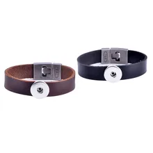 

1PC Fashion Women 12mm Snap Bracelet&Bangles Trendy Magnet Buckle Wrap Leather Bracelet Fit 12mm DIY Jewelry SLB18-41