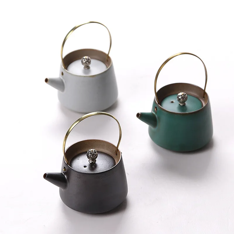 

Ceramic Pottery Pot Tea Pot Handmade Large Retro Japanese Style Thick Tautillan Pot Tea TeaSet Single Pot 210ml Green