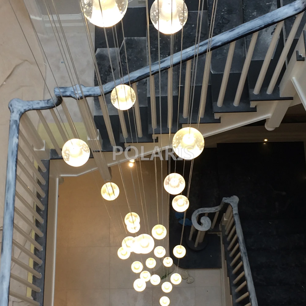 Crystal Chandelier Lighting Modern Stair Chandelier Bubble Crystal LED Chandelier Light D50cm H600cm 31Lights Adjustable Length