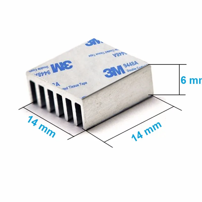 20 шт./лот алюминиевый радиатор 14*14*6 мм электронный чип-радиатор кулер w/тепловой двусторонняя клейкая лента для IC, 3d принтер