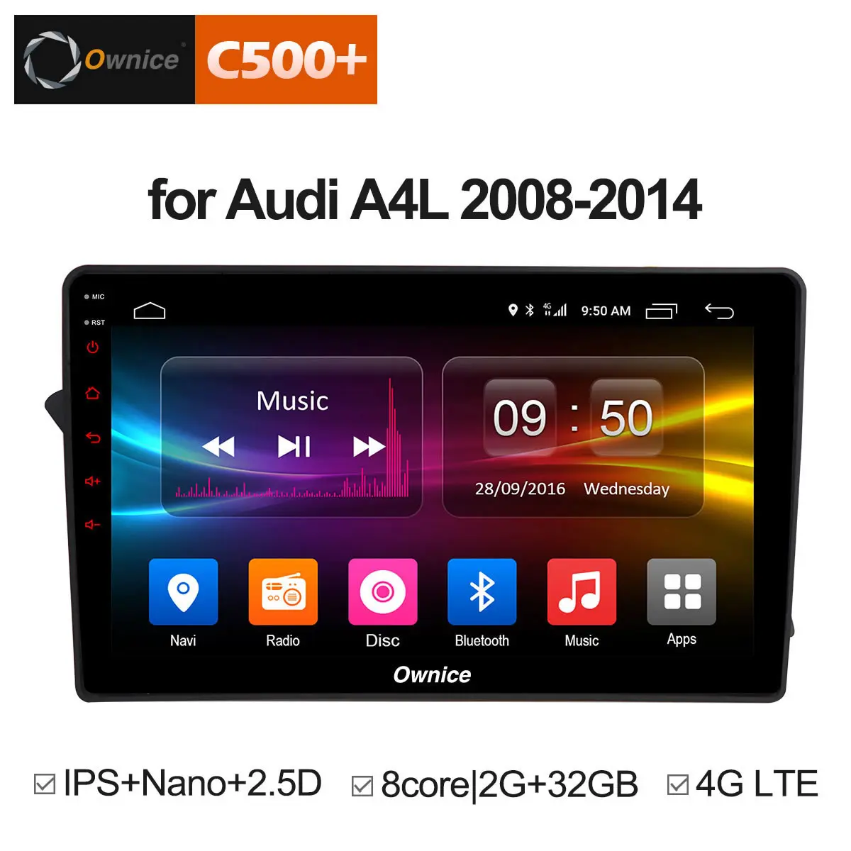 

Ownice C500+ G10 8 Core Android 8.1 2G RAM+32GB ROM Support 4G LTE SIM Network Car GPS FOR Audi A4L 2008 - 2014 Radio Player