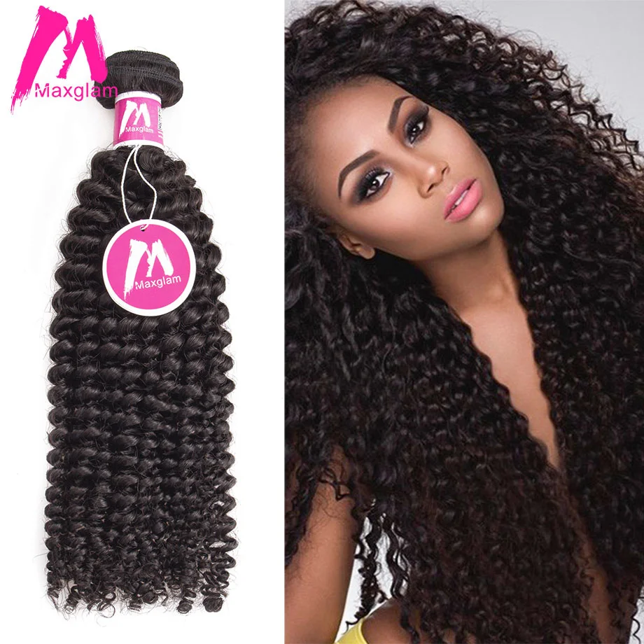 

Maxglam Peruvian Virgin Hair Kinky Curly Unprocessed Natural Color Human Hair Bundles Extension Free Shipping