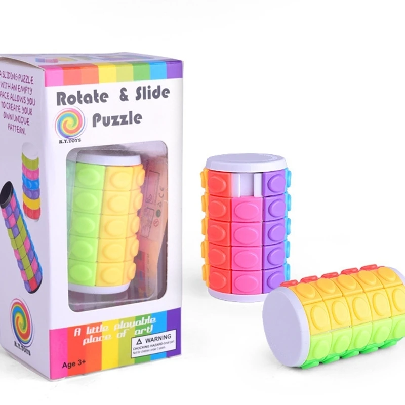 

5th Order 3D Rotate And Slide Stress Cube Puzzle Toy Rainbow Color Cylinder Sliding Puzzle For Autism And Stop Stress