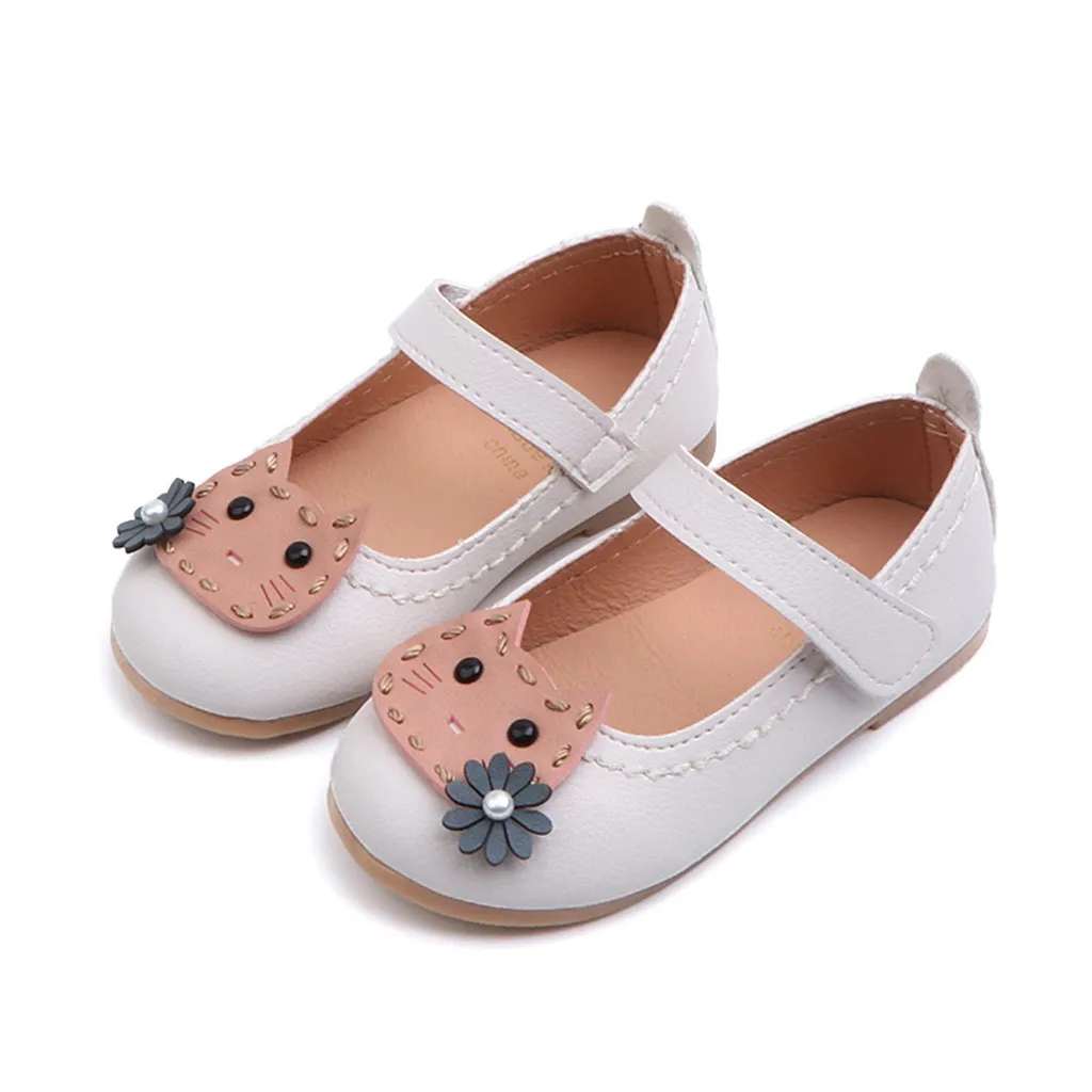 MUQGEW/Обувь для маленьких девочек; обувь принцессы для девочек с цветочным рисунком и котом; повседневные сандалии для девочек; Летняя обувь из искусственной кожи на мягкой подошве - Цвет: Бежевый