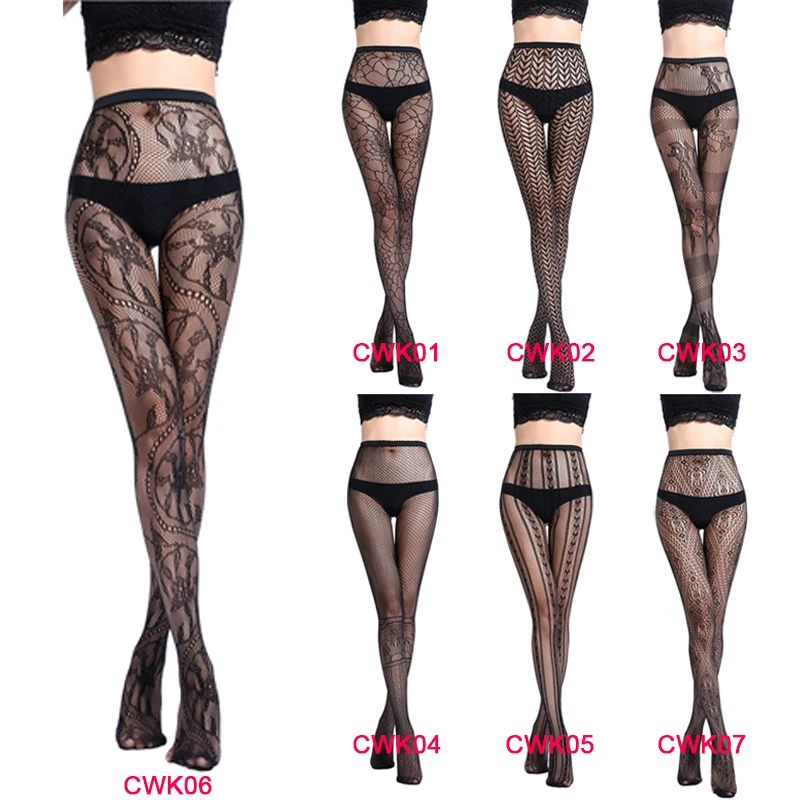 

Newest Black Lace Women's Sexy Stockings Fishnet Pantyhose Mesh Long Stockings Erotic Lingerie Skin Thigh High Stocking CWK01-07