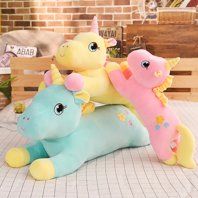 

Very Good Hot 2019 New Lovely Large Unicorn Plush Toys stuffed animal horse sleeping pillow girls birthday gift home decor
