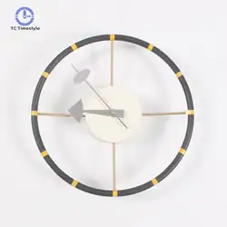 Настенные часы Мода рулевого колеса Металлические кварцевые иглы немой круглые Настенные часы висят часы Гостиная украшения