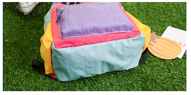 Menghuo Brand 2017 Women Preppy Macarons Panelled Waterproof Nylon Backpack Rucksack Ladies Fashion Shopping Travel Bags Mochila (36)