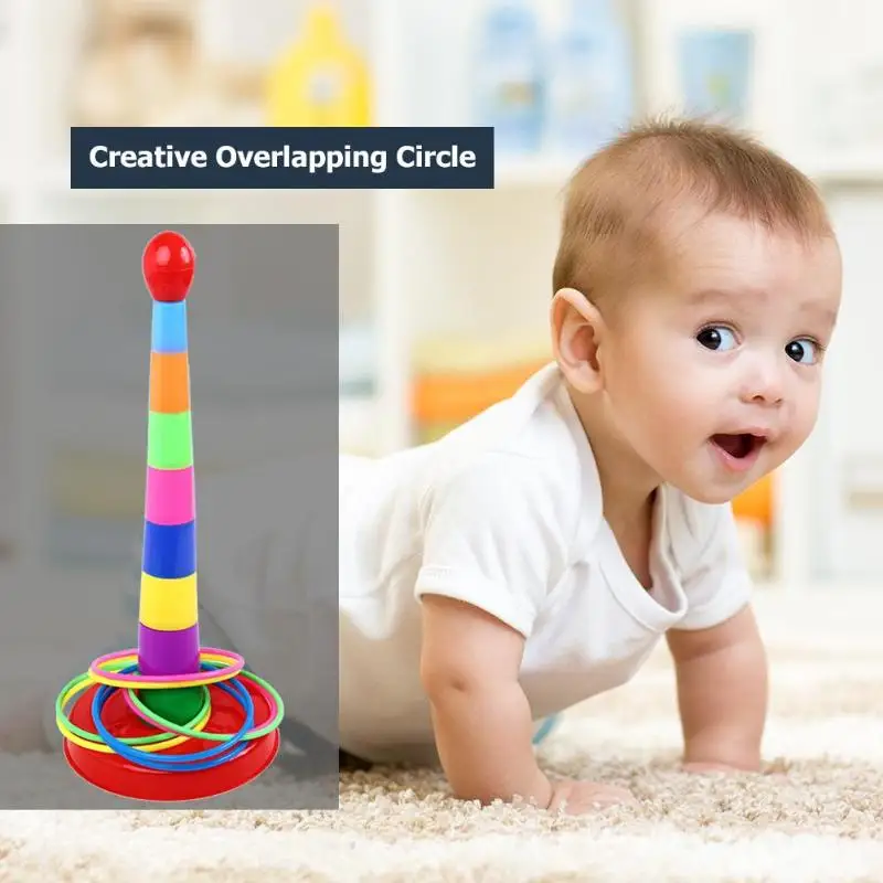 Веселые игрушки для малышей, цветные детские игрушки для укладки, безопасные пластиковые детские кольца для метания, набор для родителей и детей, интерактивная игра
