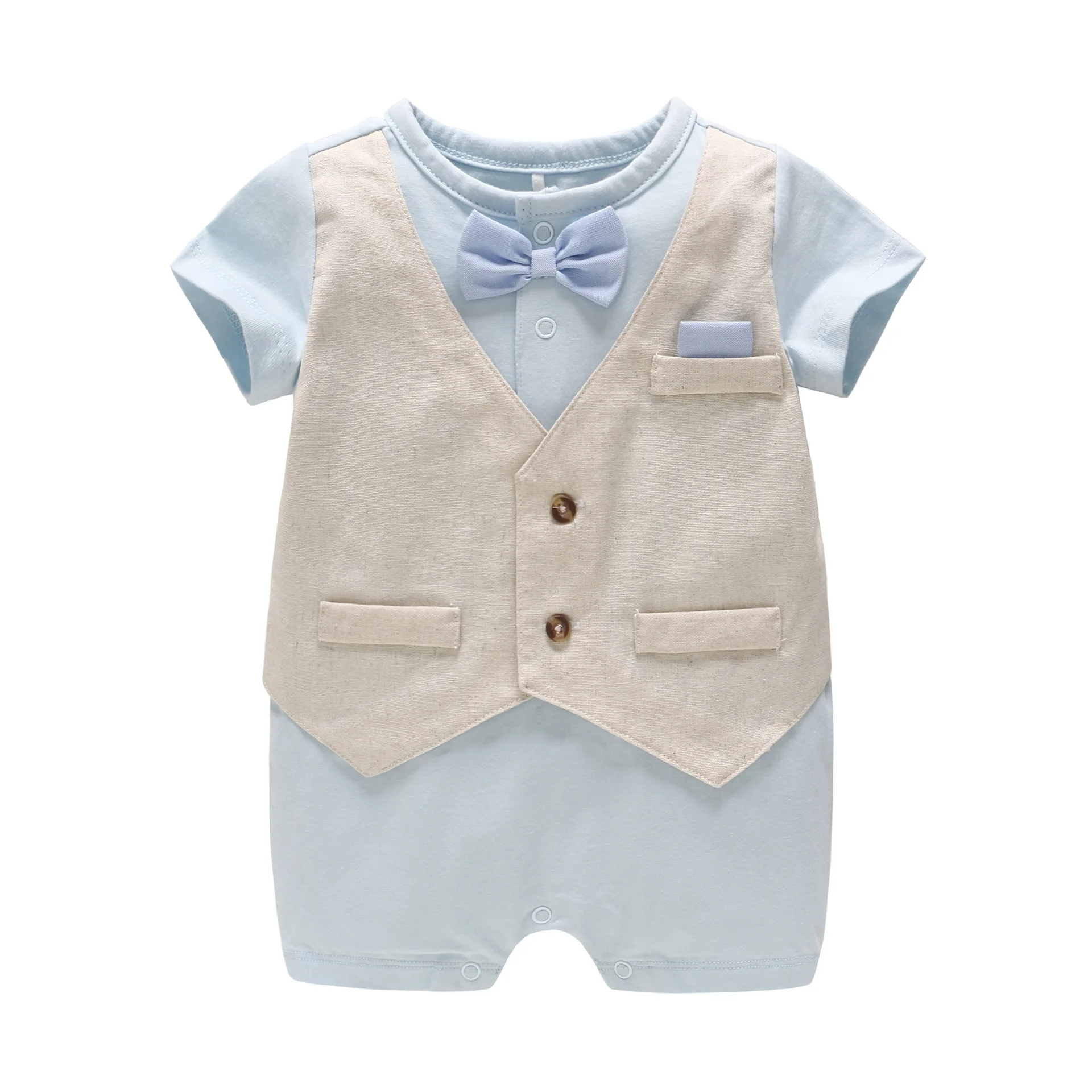 

Baby Boys Gentleman Romper Summer with Vest and Bowtie