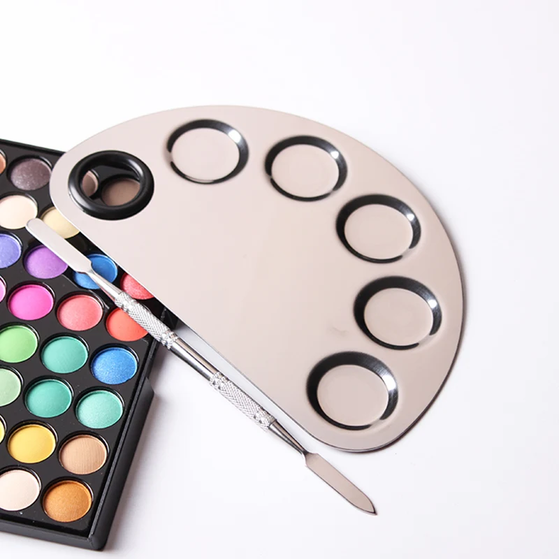 

Stainless Steel Makeup Palette Spatula Professional Lady Artist Cosmetic Palette For Foundation Shades