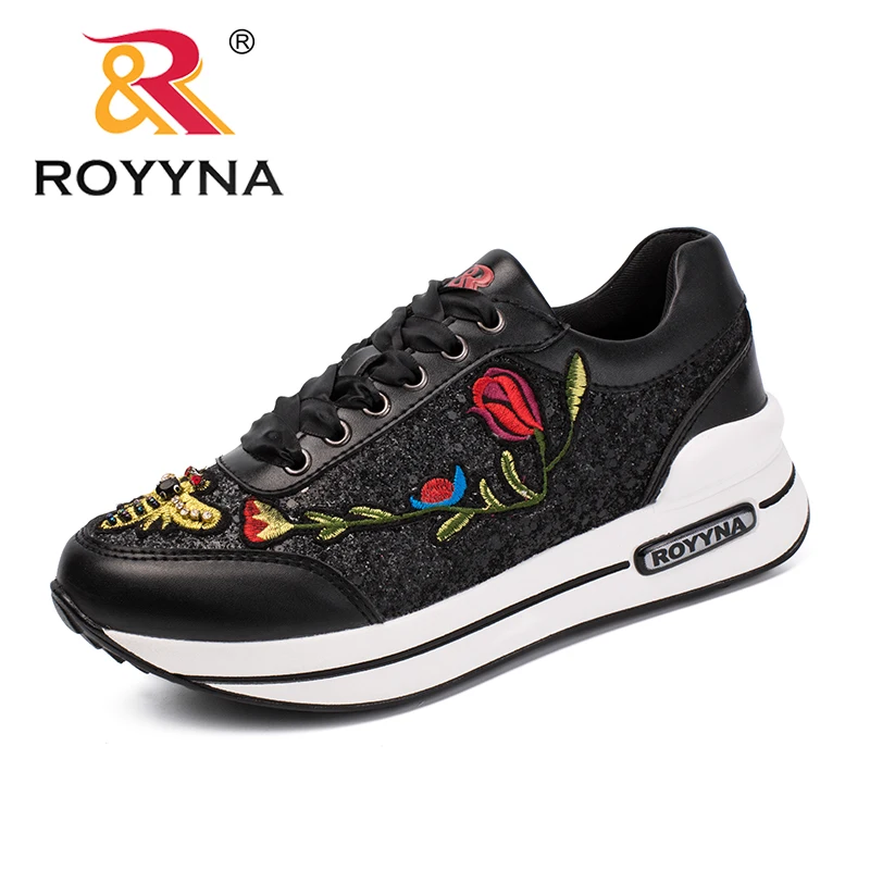 

ROYYNA New Arrival Trendy Design Women Sneakers Shoes Increasing Height Femme Flats Flower Lady Wedding Shoes Female Casual Shoe