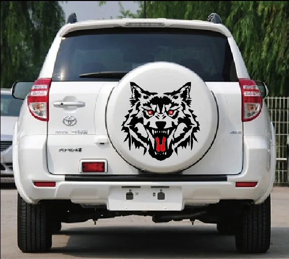 Universal Cool Wolf Car Spare Tire Sticker Head Engine Hood Side Door Roof Rear Tail Body Styling Decal Decor Vinyl Waterproof |
