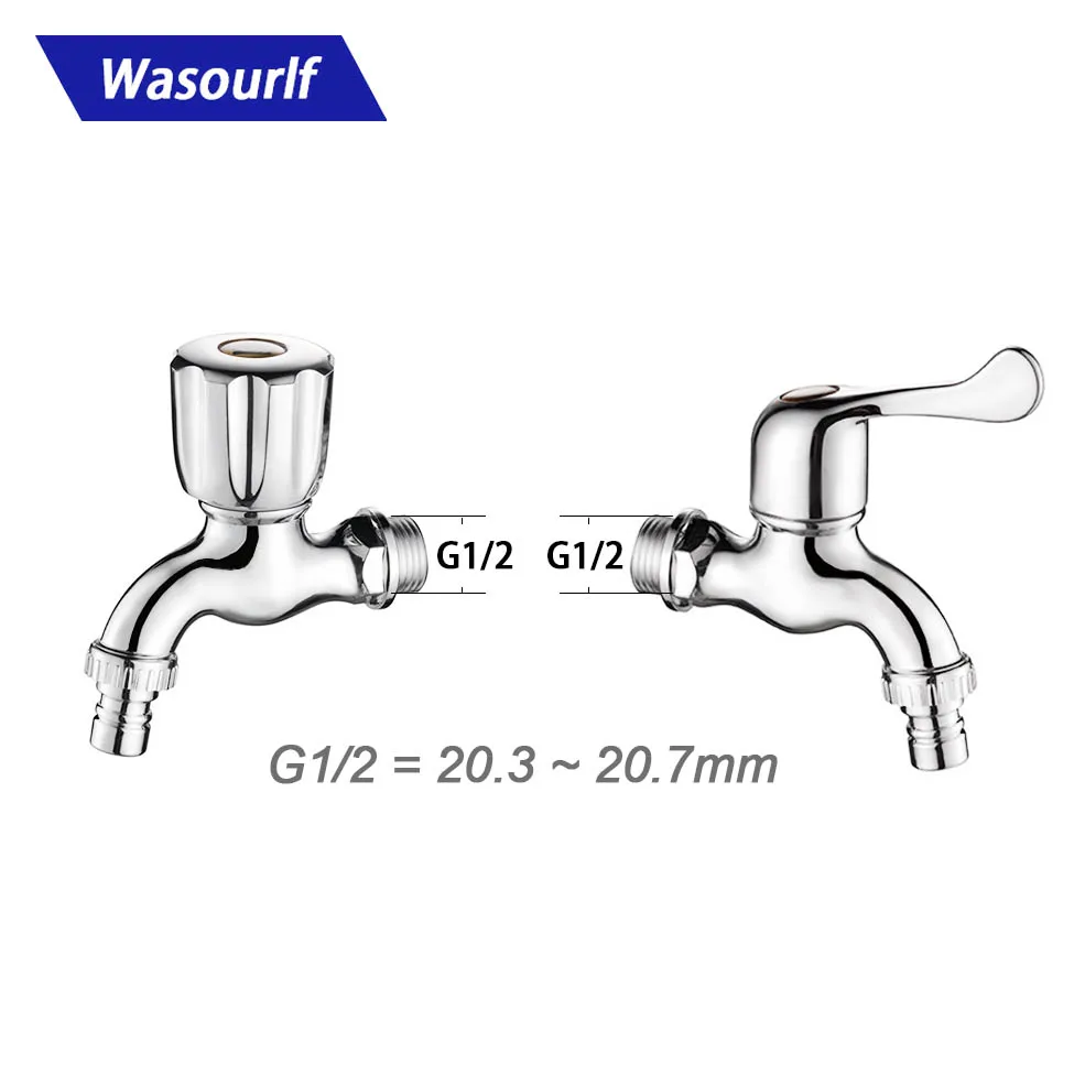 

Wasourlf ABS Plastic Sink Basin Water Faucet Bathroom Washing Machine Single Handle Wall bid Tap Toilet Garden Kitchen Chrome