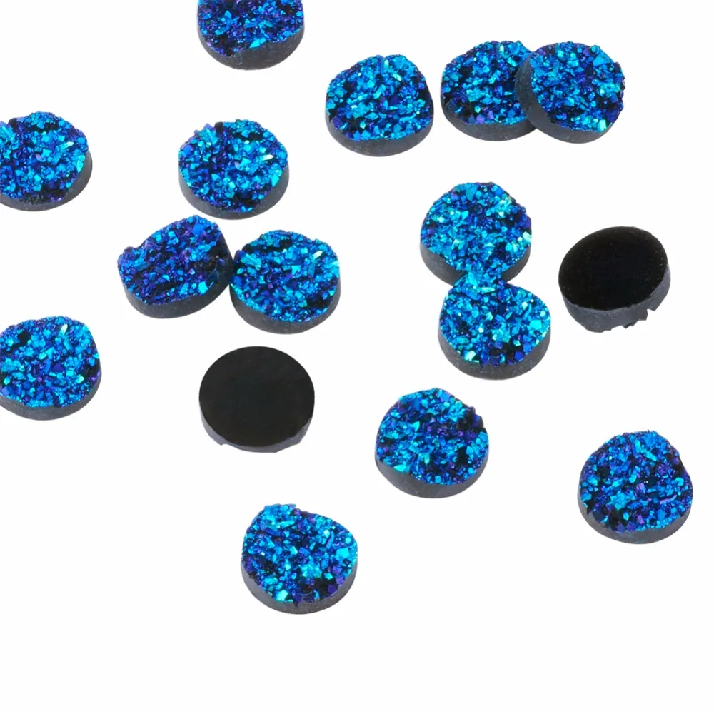 Pandahall 300pcs Flat Resin Cabochons Round Cabochons DarkTurquoise