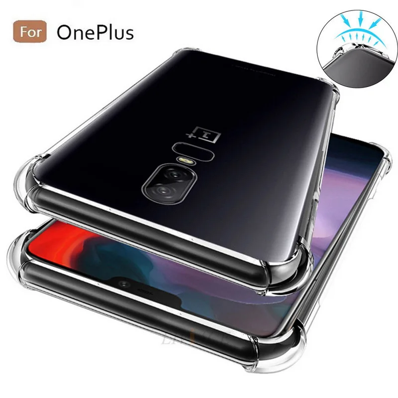 

Fashion Four Corner Strengthen Protect Case For oneplus 6T 6 Transparent Clear Soft Silicon Back Cover For One Plus 6 6T Cases