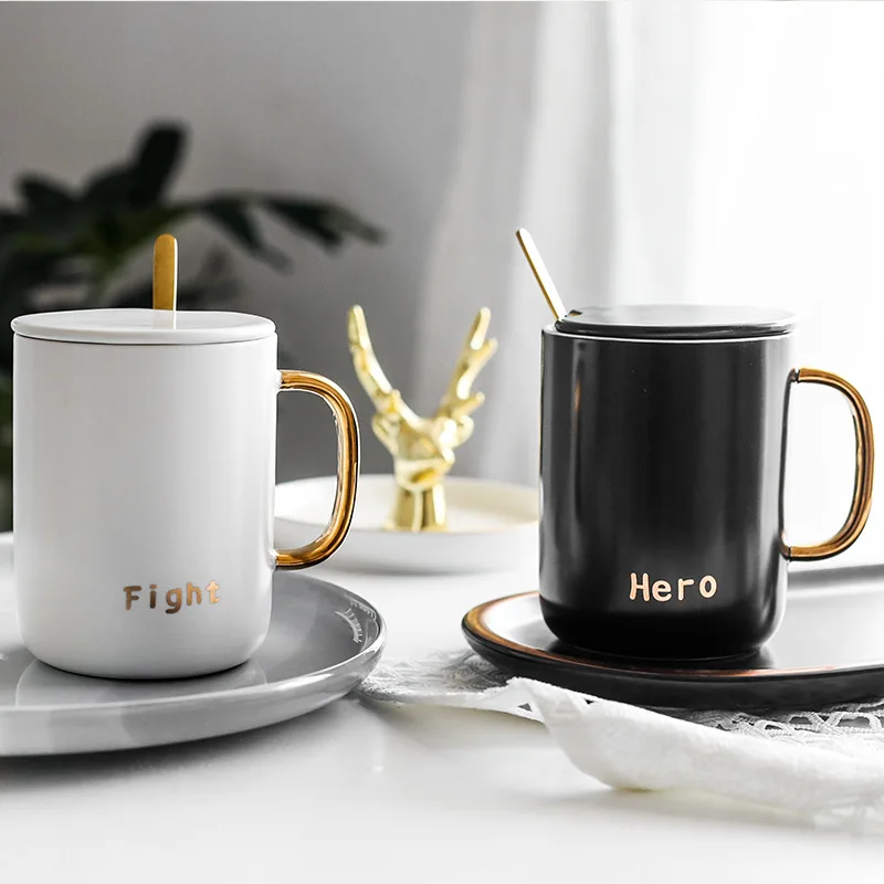 Unibird 1 шт., 400 мл, в скандинавском стиле, керамическая кружка для кофе и молока, для завтрака, для пары, чайная чашка, подарок для девочки, фарфоровый стакан с ложкой