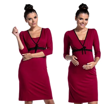 

Fashion Soft Sleepwear Dresses Maternity Lace Deep V-neck Breastfeeding Nightgown Pregnant Women Nursing Dress Maternity