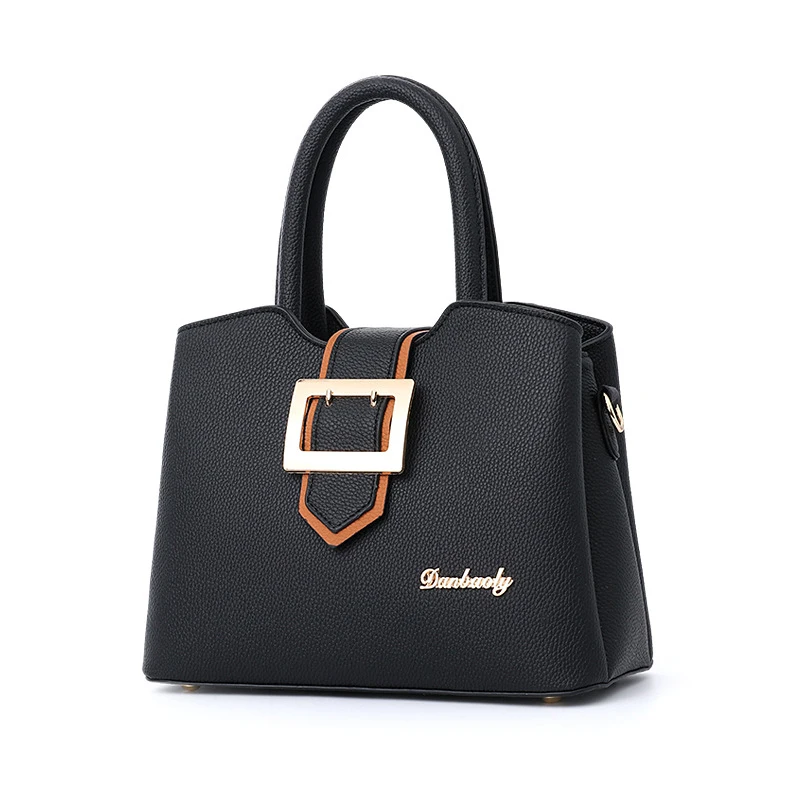 

Retro Women Leather Handbags Fashion Belt Decoration Solid Crossbody Bags PU Leather Casual Tote Bags