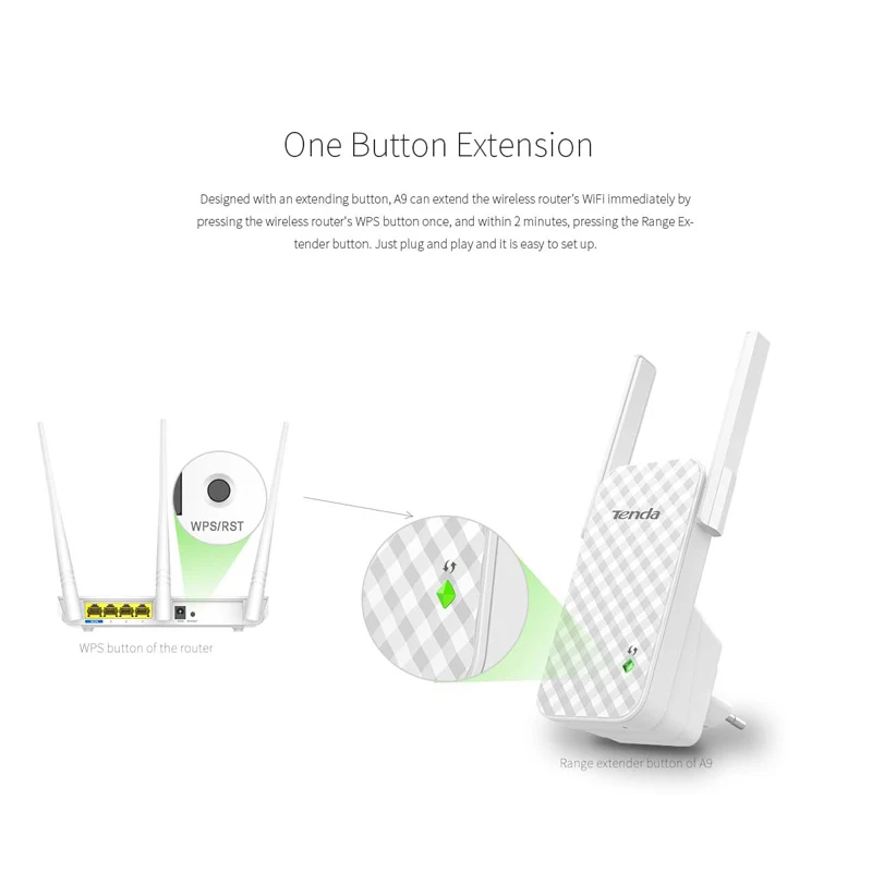 Tenda A9 300 Мбит/с Wi Fi ретранслятор идеальный партнер Беспроводной роутера Range Extender