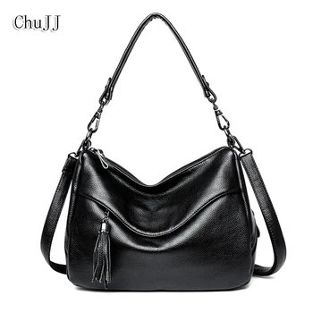 

Chu JJ Women's Genuine Leather Handbags Cow Leather Tassel Shoulder CrossBody Bag Messenger Bag Big Size Hobos Women Bags Ladies