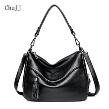 Chu JJ Women’s Genuine Leather Handbags Cow Leather Tassel Shoulder CrossBody Bag Messenger Bag Big Size Hobos Women Bags Ladies