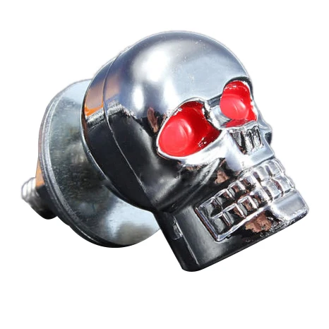 2x Универсальный мотоцикл металлический хром красный череп номерной знак рамка винт