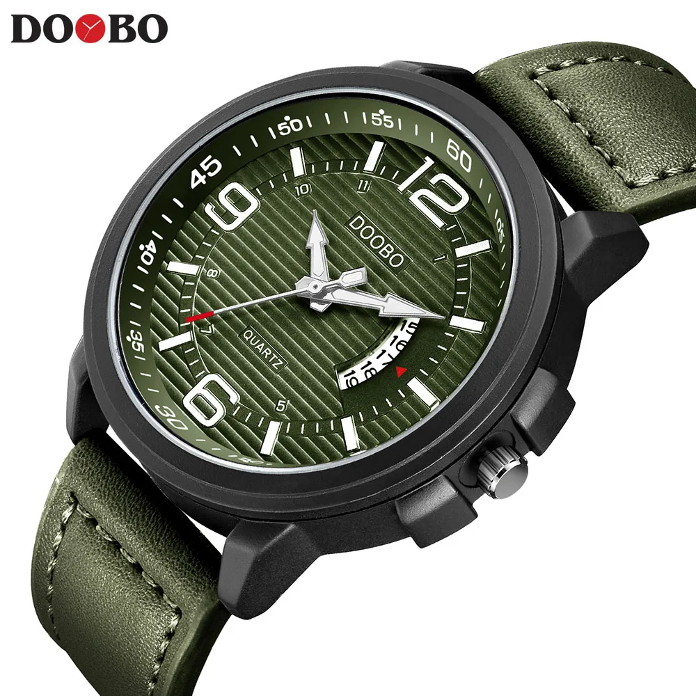 TEND Luxury Brand Men Analog Leather Sports Watches Men's Army Military Watch Male Date Quartz Clock Relogio Masculino Top - Цвет: D030 green