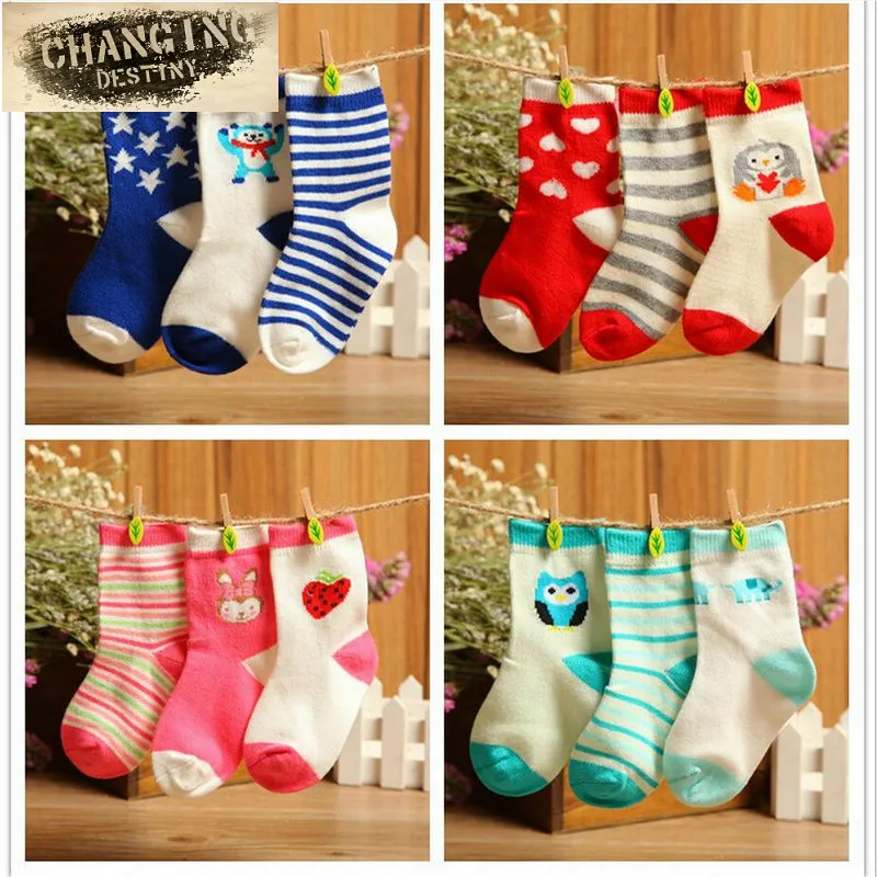 3 Pairs Lot Baby Socks Cartoon Jacquard Baby Hose Pure Cotton Children s Hosiery Breathable Antibacterial