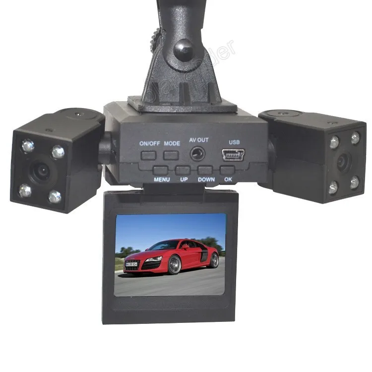 

2015  H3000 120 Wide Angle  DVR Car NEW 2.0 Inch TFT Screen8 IR LED Night Vision Rotatable Dual Lens Car DVR Camera Recorder
