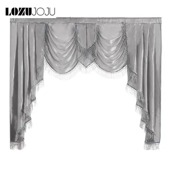 

LOZUJOJU Solid Valance Flag Drops Sort Decor European Curtains for Bedroom Windows Luxury All Match Fabric Thread Tassel Elegant