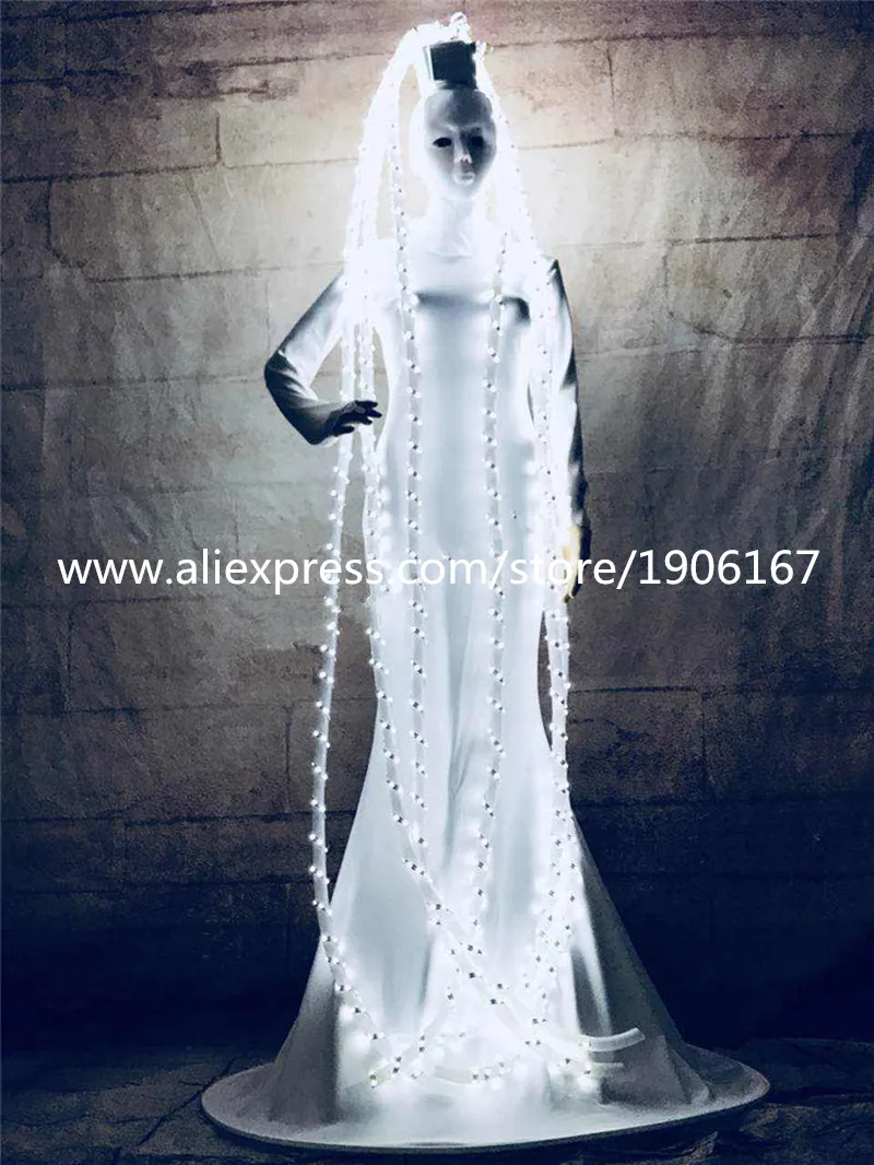Ballroom dance costumes led costume stage catwalk singer wears party women dresses dj hair cosplay c
