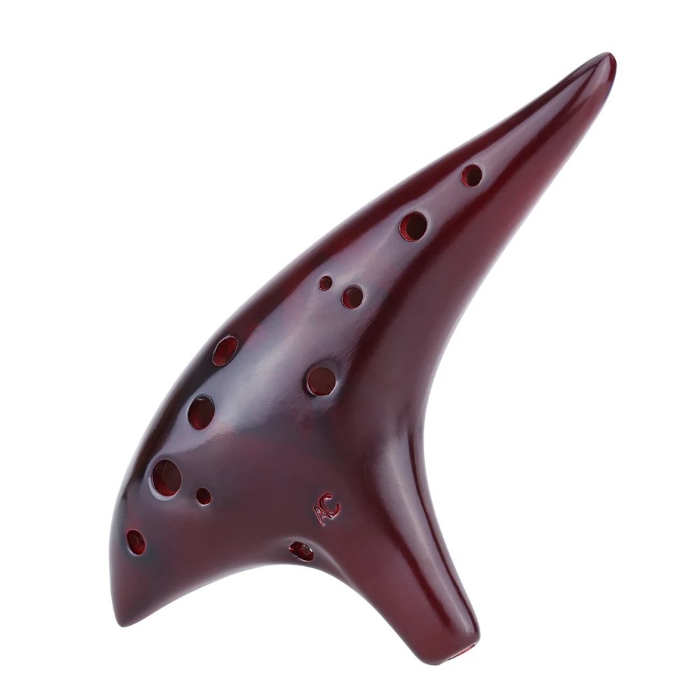 12 Holes Ceramic Ocarina Flute Alto C Key Smoked Burn Submarine Style