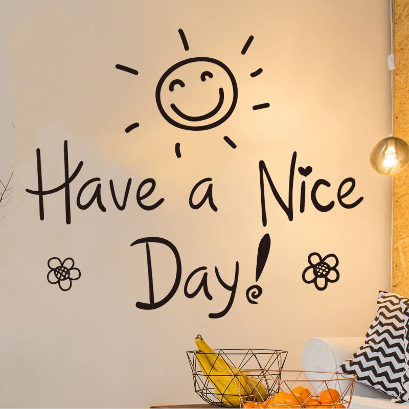 Have A Nice Day Wall Sticker Pattern Removable Pvc Art Decal For Living Room Wallpaper Stickers Chart Ruler Decal Home Decor Wall Stickers Aliexpress