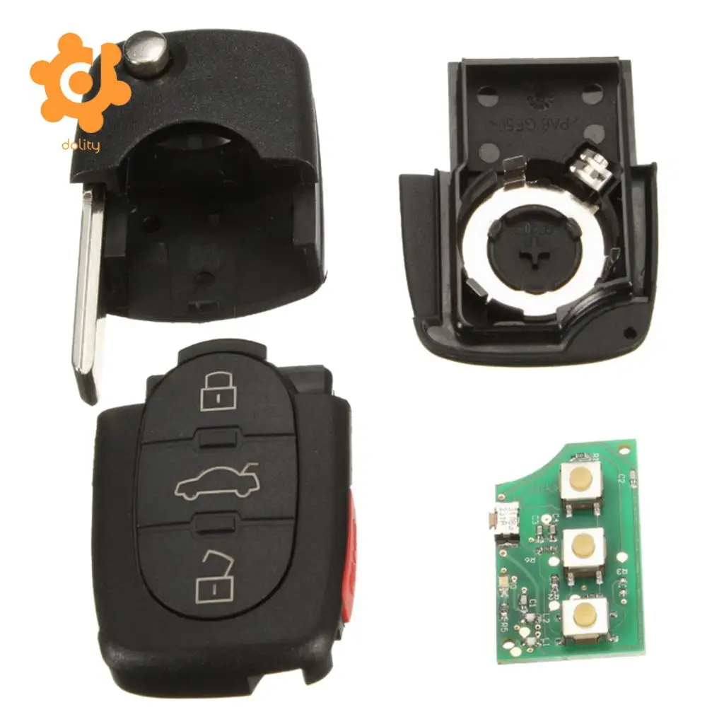 4 Buttons Remote Control Uncut Flip Car Key Fob for Audi A4 A6 A8 S4 TT