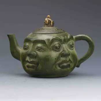 

Chinese Bronze Gilt Hand Carved Erawan & Buddha Lid Teapot